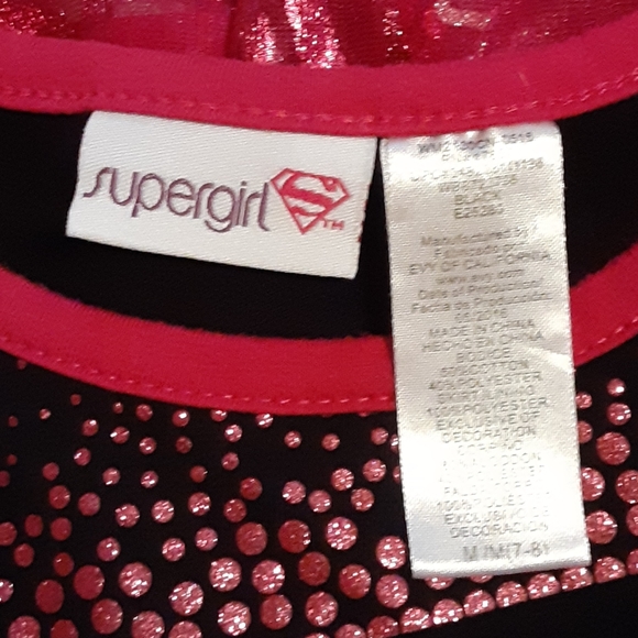 SUPERGIRL black & pink glittery dress sz7 - Picture 7 of 8